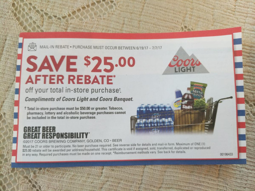  25 Rebate Via Coors Light For Any Purchase Of 50 Non gaming Deals 