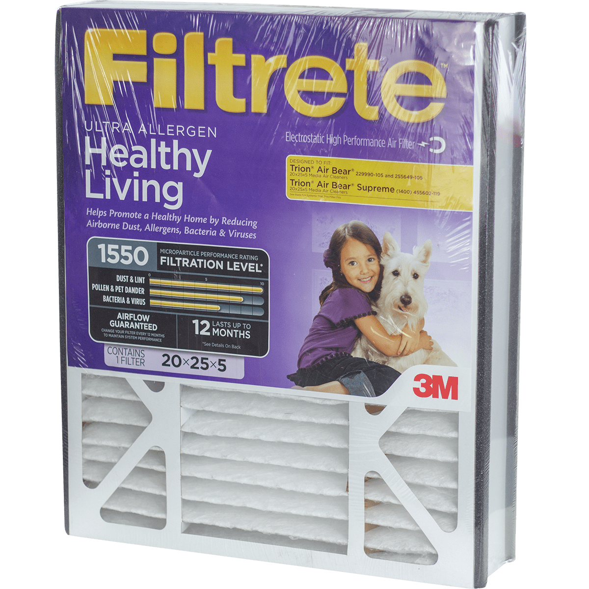 3M Filtrete Healthy Living 1550 MPR 5 Inch Ultra Allergen Reduction 