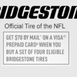 70 Rebate With Set Purchase Of Four Eleigible Bridgestone Tires