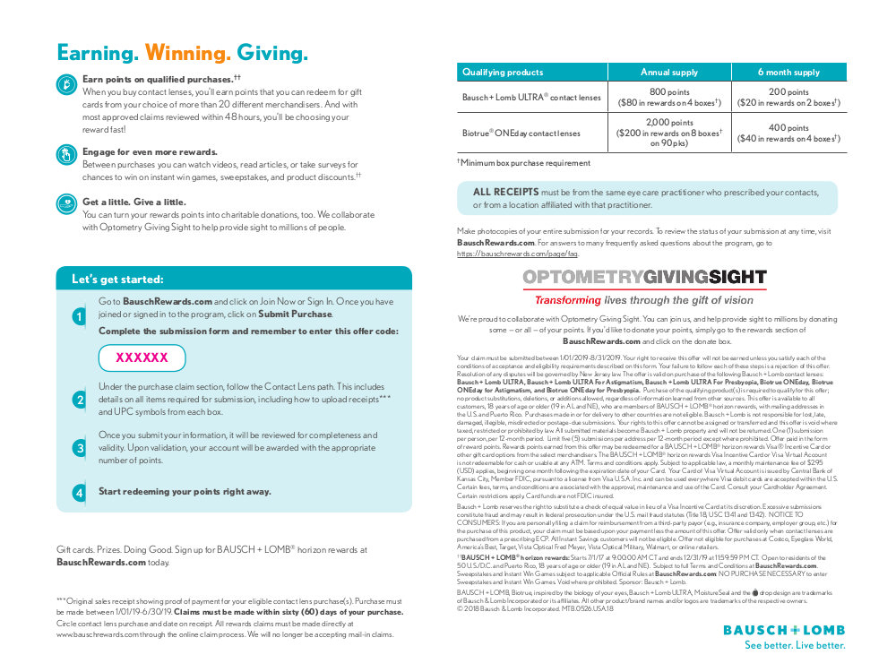 Bausch Lomb Horizon Rewards Snapp Group