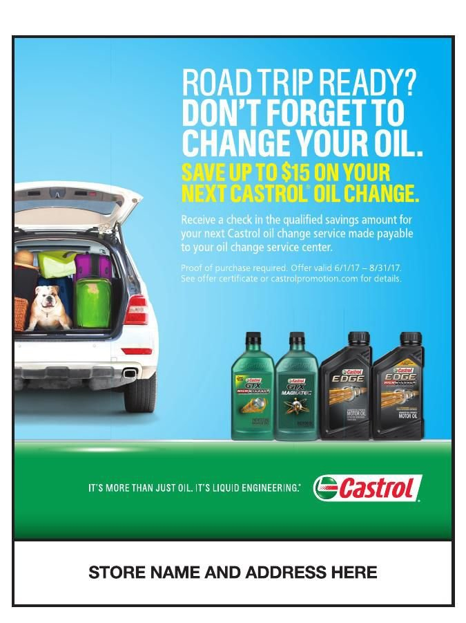 Castrol Motor Oil Installers To Advertise Road Trip Ready Rebate 