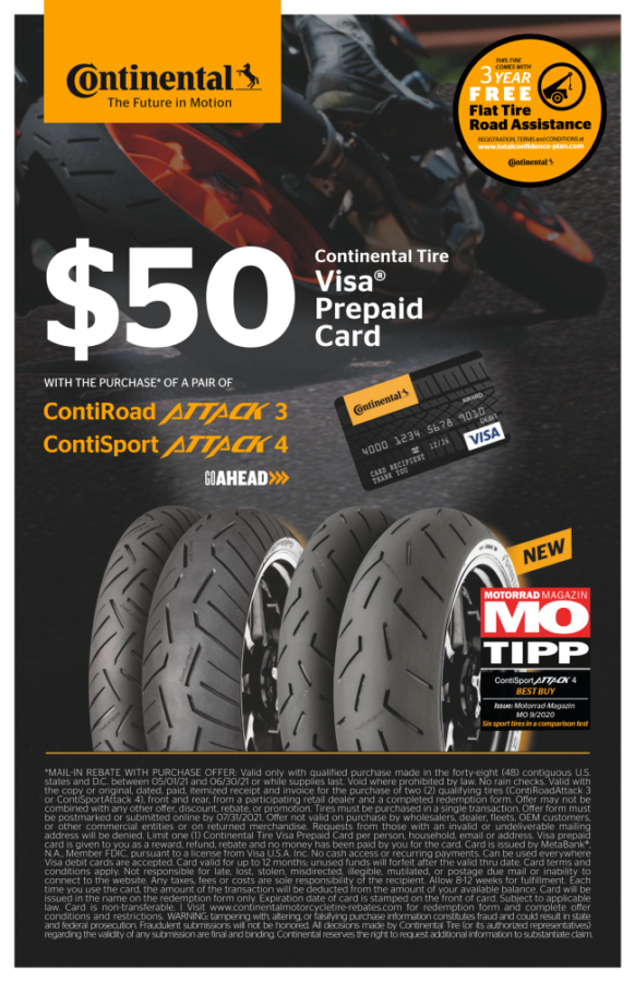 Continental Offers Rebate For Two Premium Motorcycle Tires