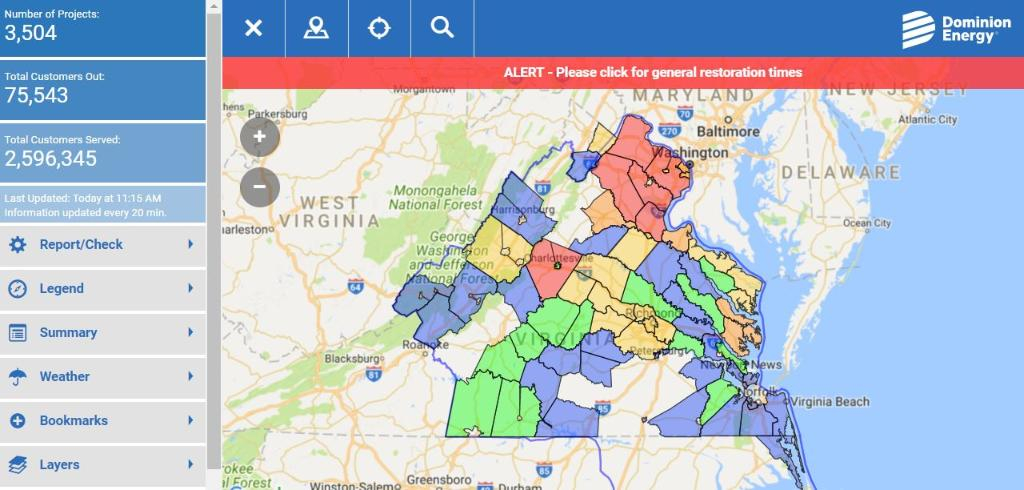 Dominion Virginia Power Outage Map Maping Resources