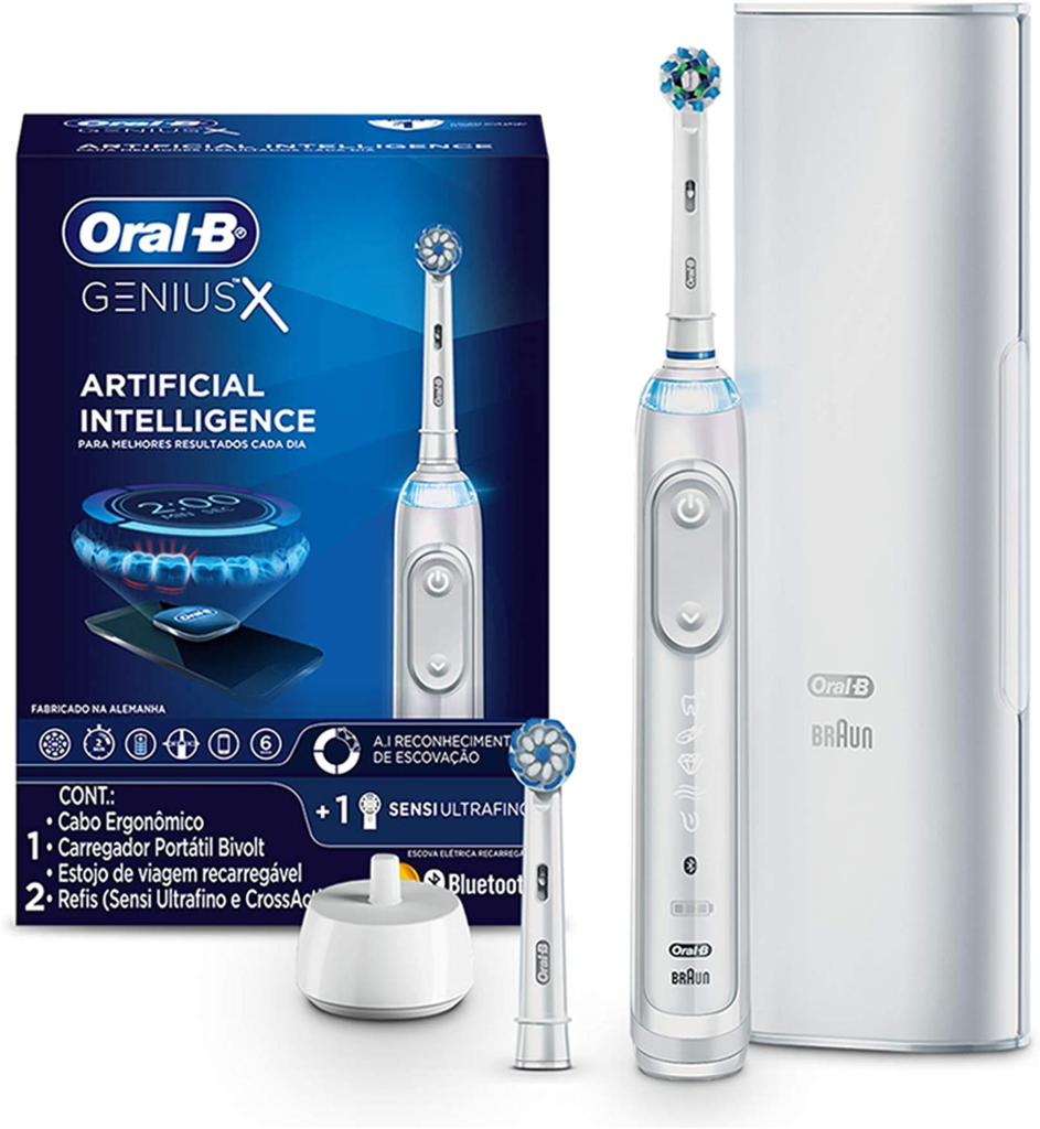 Escova El trica Recarreg vel Oral B Genius X 2 Refis Sensi Ultrafino 