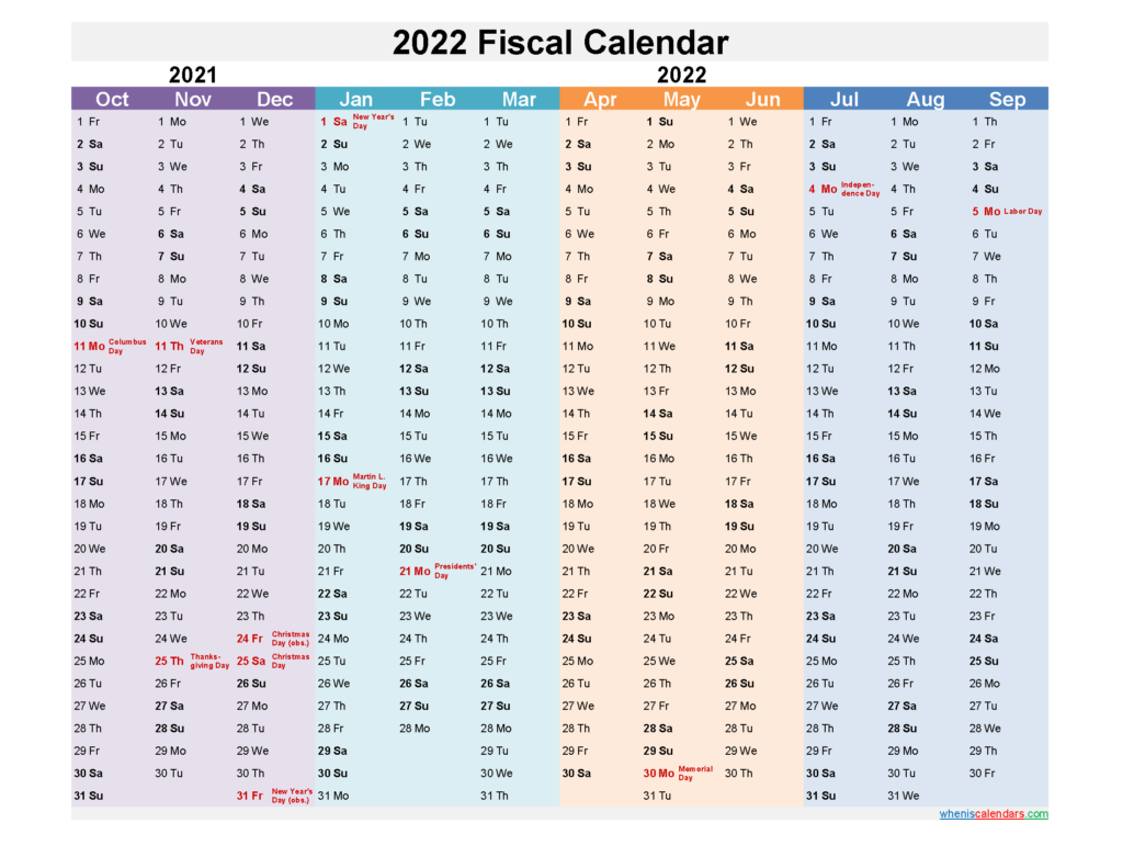 Fiscal Year Calendar 2022 Template No fiscal22y12