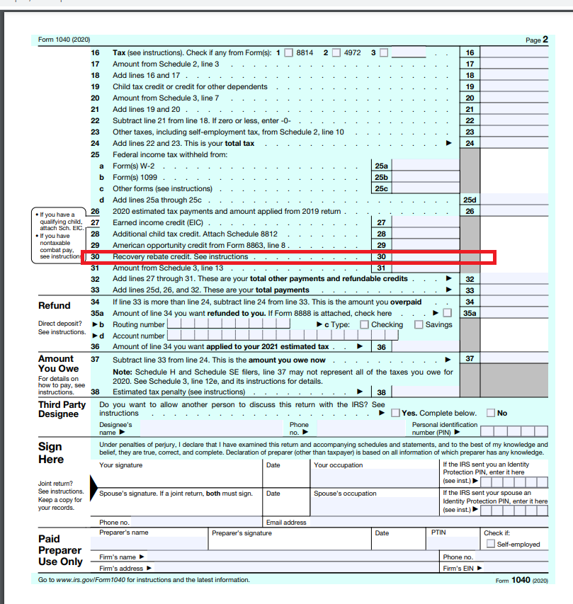 How Do I Claim The Recovery Rebate Credit On My Ta 