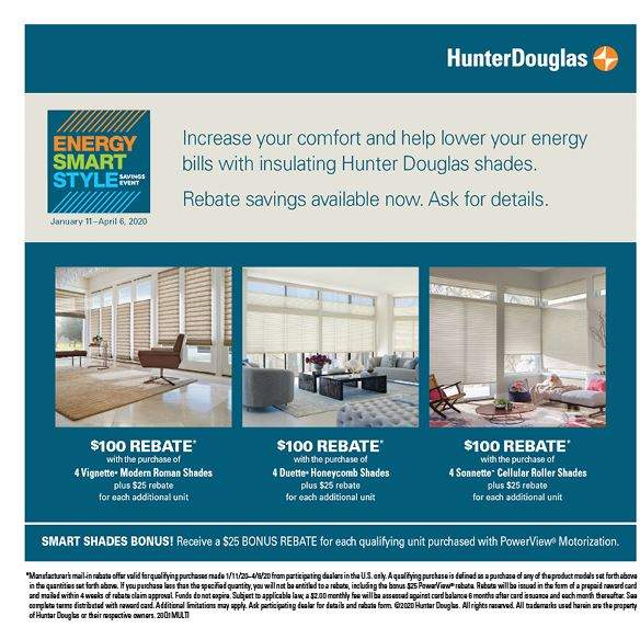 Hunter Douglas Rebate Energy Smart Style Victor Shade