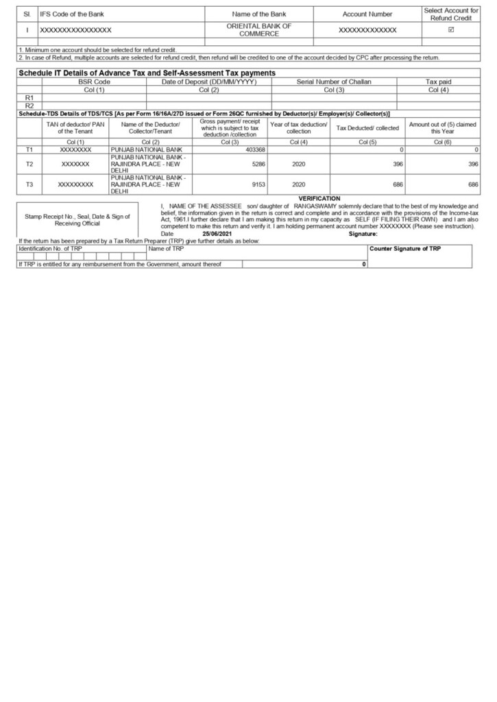 ITR1 Sahaj AY 2021 22 Senior Citizen Having Pension And Interest Income