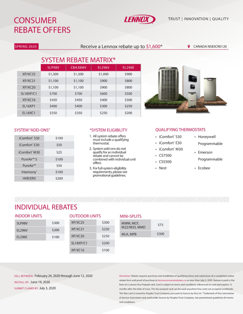 Lennox System Rebate Combinations Rebate