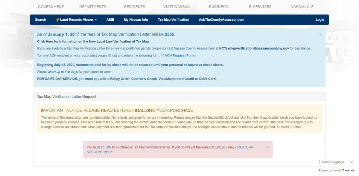 Nassaucountyny gov mynassauproperty Tax Map Verification