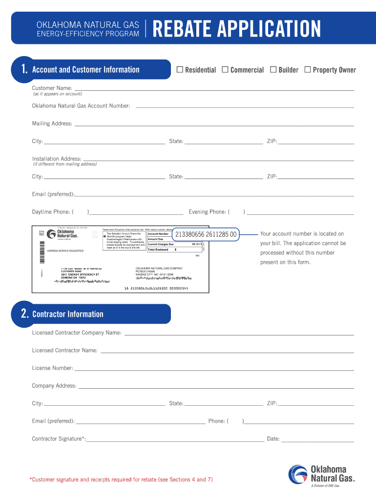 Oklahoma Natural Gas Rebate Application Fill Out And Sign Printable