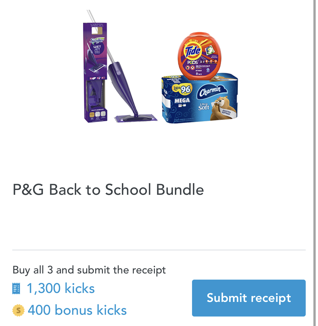 P G Back To School Bundle ShopKick Rebate 0 83 MoneyMaker On Tide 