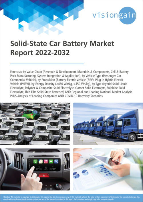 Solid State Car Battery Market Report 2022 2032 Visiongain