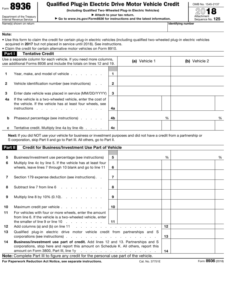 Tax Form For Federal Tax Rebate For Plug in Car 2024 Carrebate