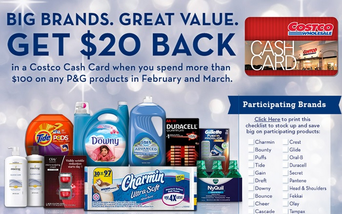 UPDATE P G Rebate Get A 33 Costco Cash Card When You Spend More 