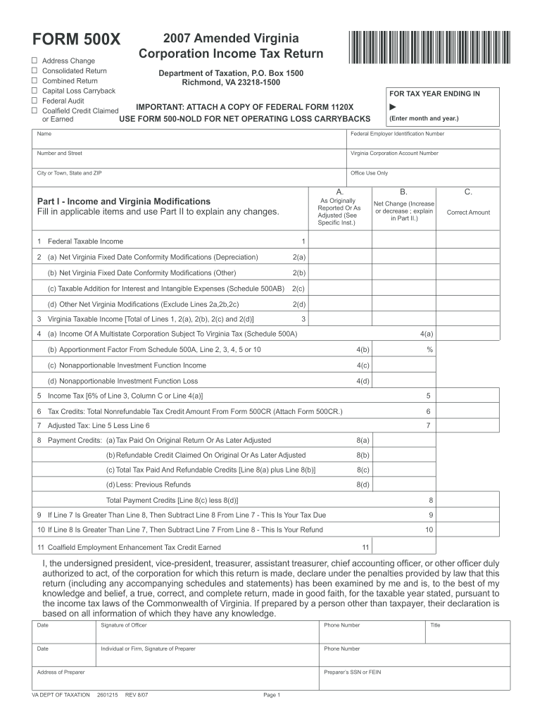 2007 2022 Form VA DoT 500X Fill Online Printable Fillable Blank