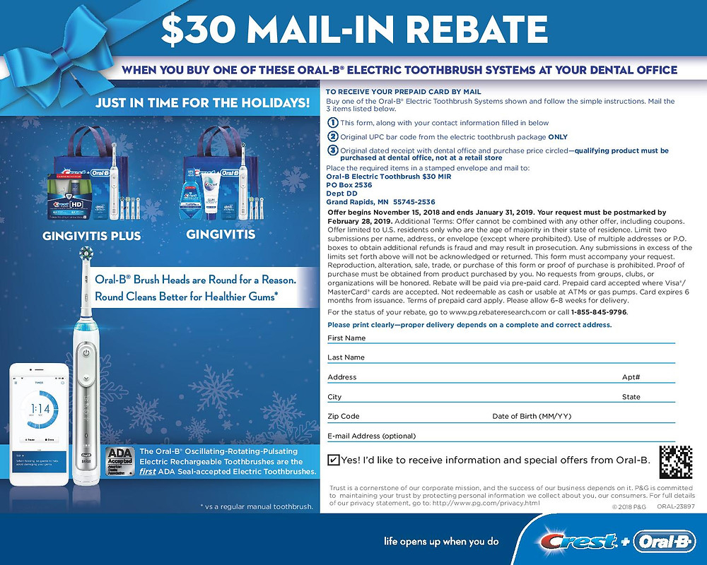 30 Oral B Mail In Rebate