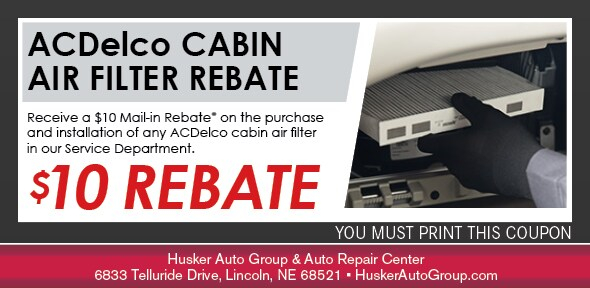 ACDelco Cabin Air Filter Rebate Husker GMC