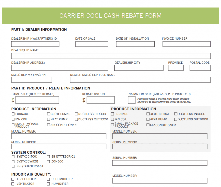 Carrier Cool Cash Rebates 2024 Printable Rebate Form