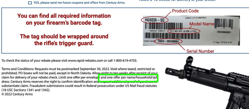 Century AP5 Rebate Denial AR15 COM