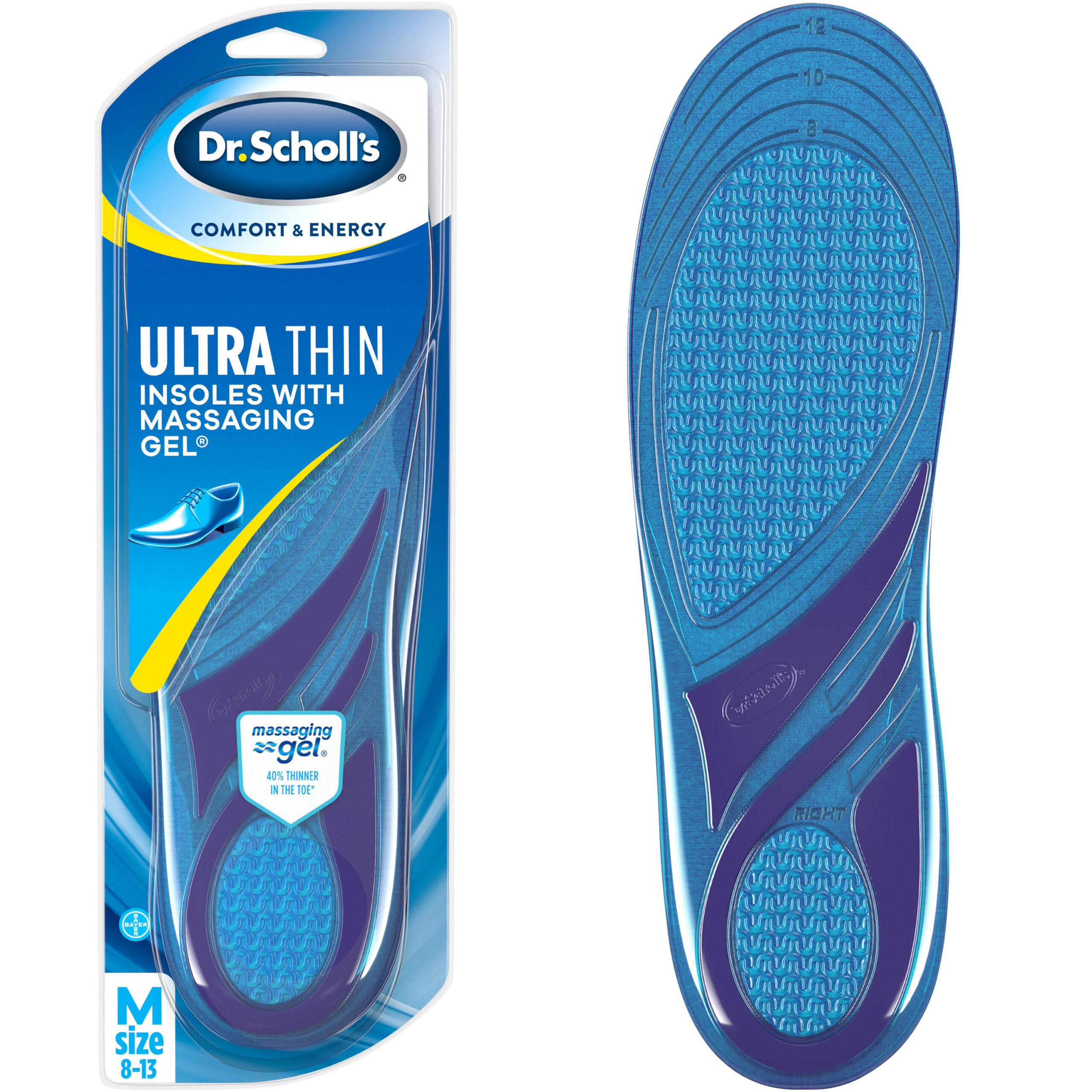 Dr Scholl s Comfort Energy Ultra Thin Insoles For Men 1 Pair Size 