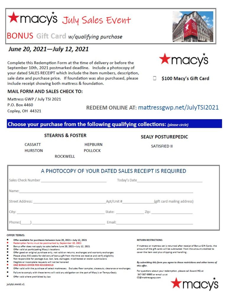 How To Enjoy Macys Rebate Form Printable Rebate Form