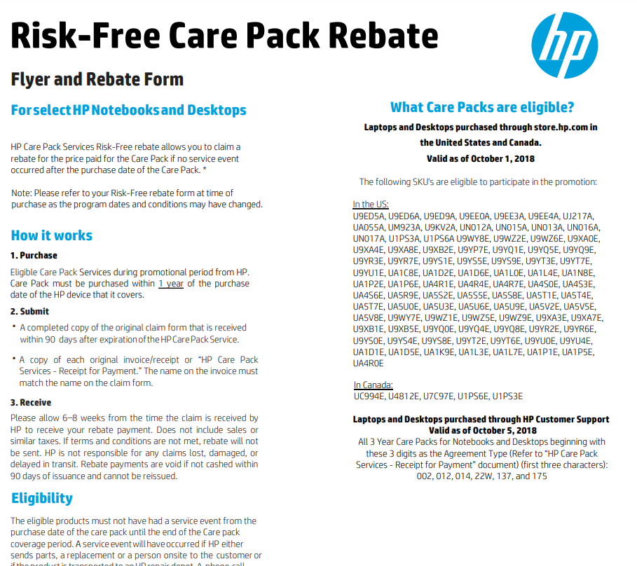 HP Rebate Form 2024 Printable Rebate Form