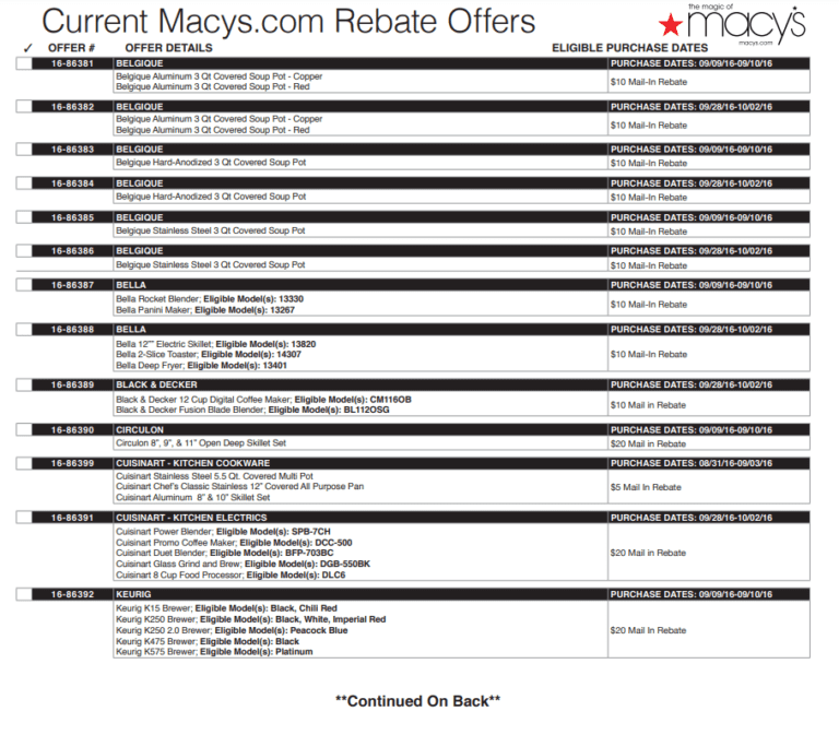 Macy s Printable Rebate Form