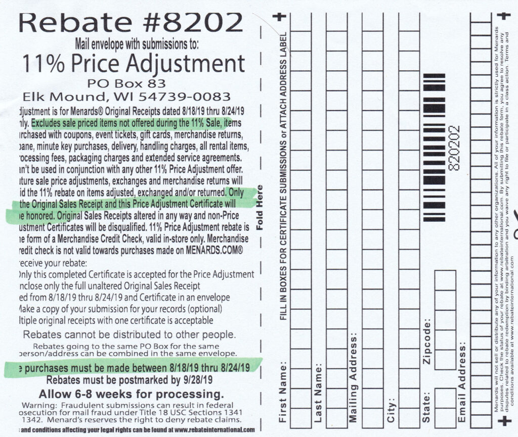 Menards 11 Rebate Form January 2024 MenardsRebate Form