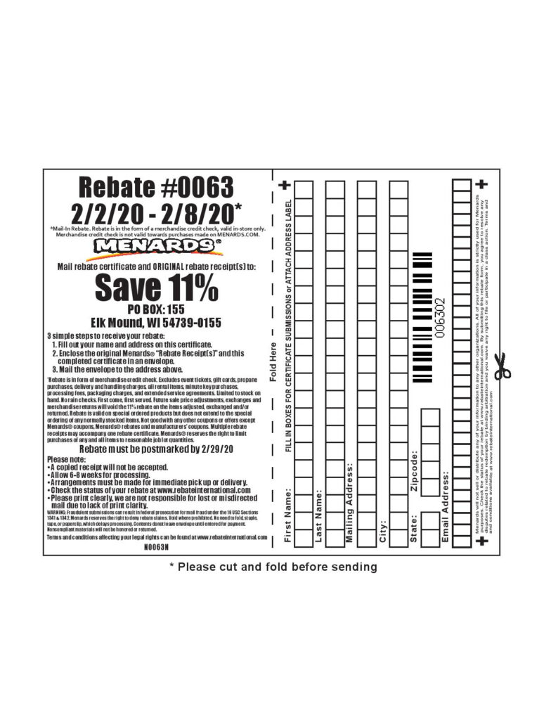 Menards Printable Rebate Form 2024 MenardsRebate Form