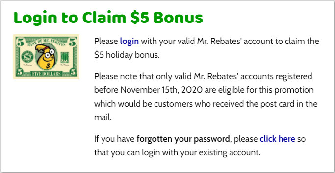 Mr Rebates Free 5 Holiday Bonus The Money Ninja