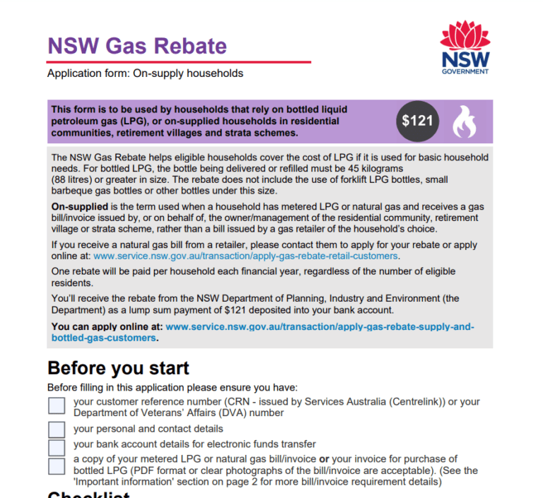 NSW Gas Rebate Form 2024 Printable Rebate Form