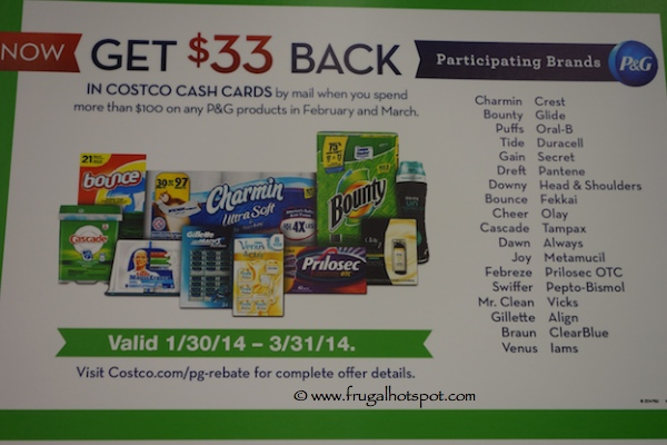 P G 33 Costco Rebate 2014 Frugal Hotspot