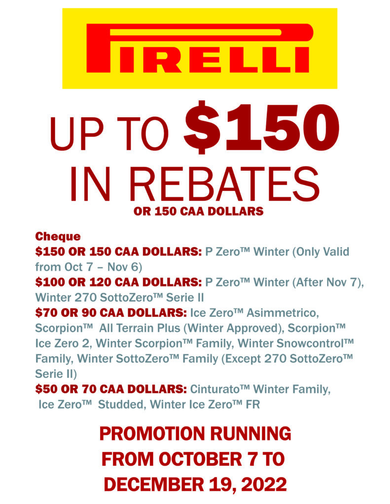 Pirelli Rebate Fall 2024 Brockville Oil And Tires