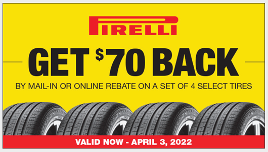 Pirelli Rebate Spring 2024 Car X