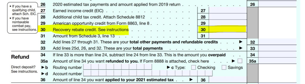 Recovery Rebate Credit Worksheet 2024 Line 30 Rebate2022