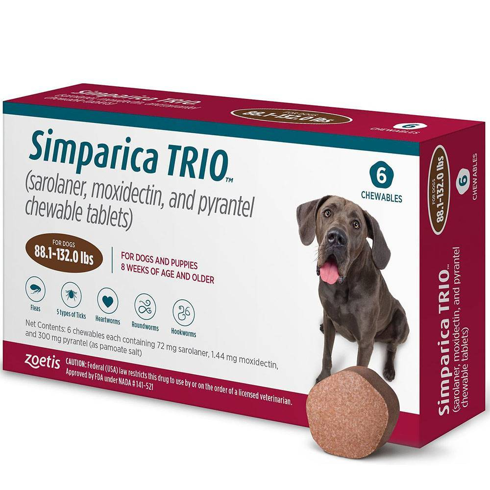 Simparica TRIO For Dogs Heartworm Flea And Tick Prevention Chewable