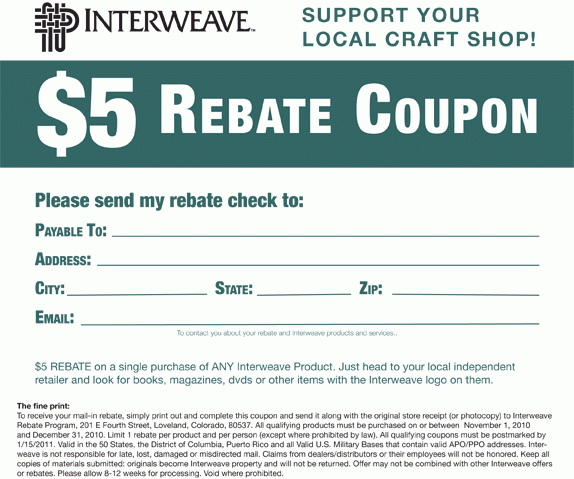 Tempe Yarn Fiber Interweave Press Rebate Coupon