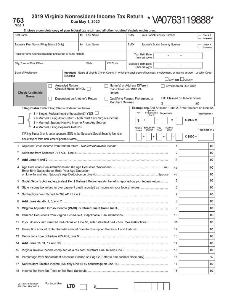 Virginia Nonresident Income Tax Form Fill Out Sign Online DocHub