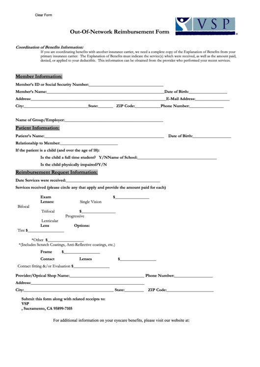 Vsp Claim Form Printable NewFreePrintable