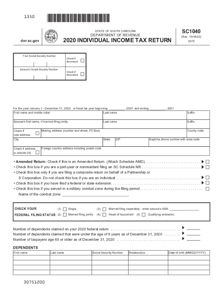 2020 Form SC DoR SC1040 Fill Online Printable Fillable Blank PdfFiller