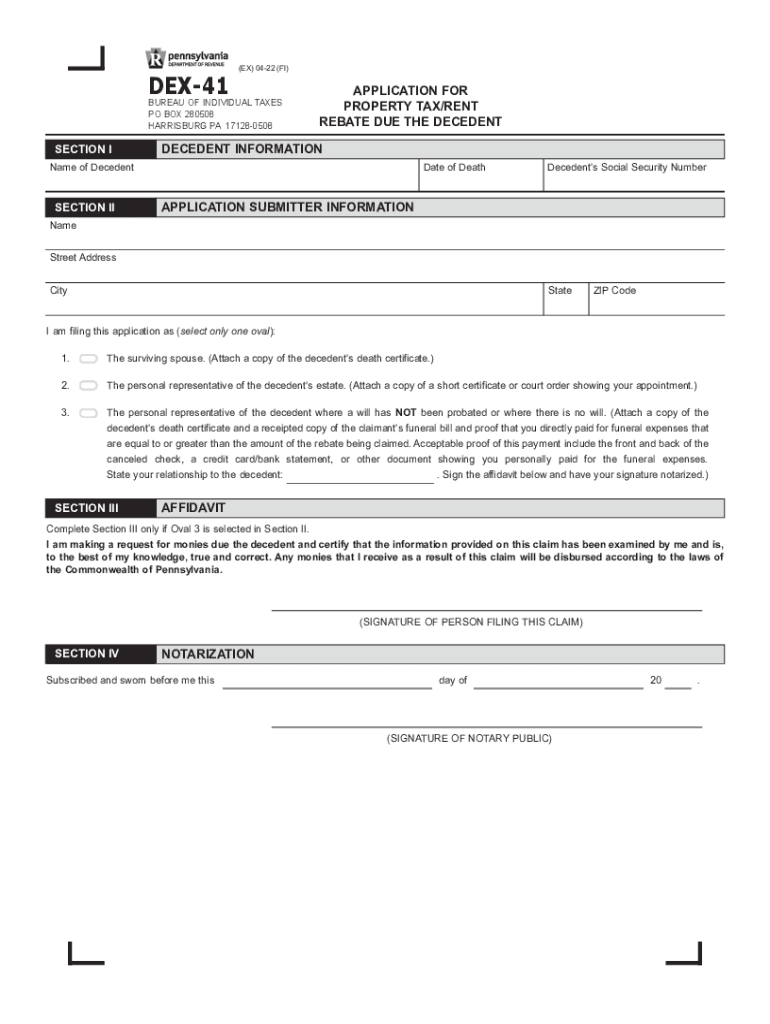 2022 Form PA DEX 41 Fill Online Printable Fillable Blank PdfFiller