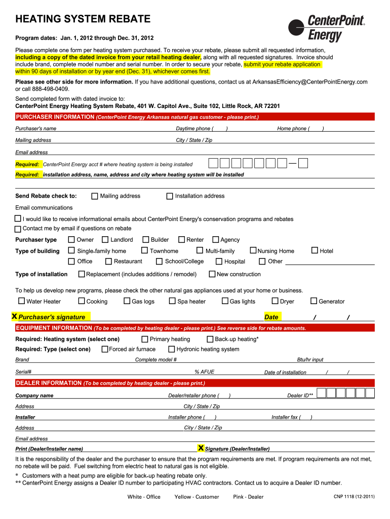 Centerpoint Energy Rebate Forms 2011 Fill Out Sign Online DocHub