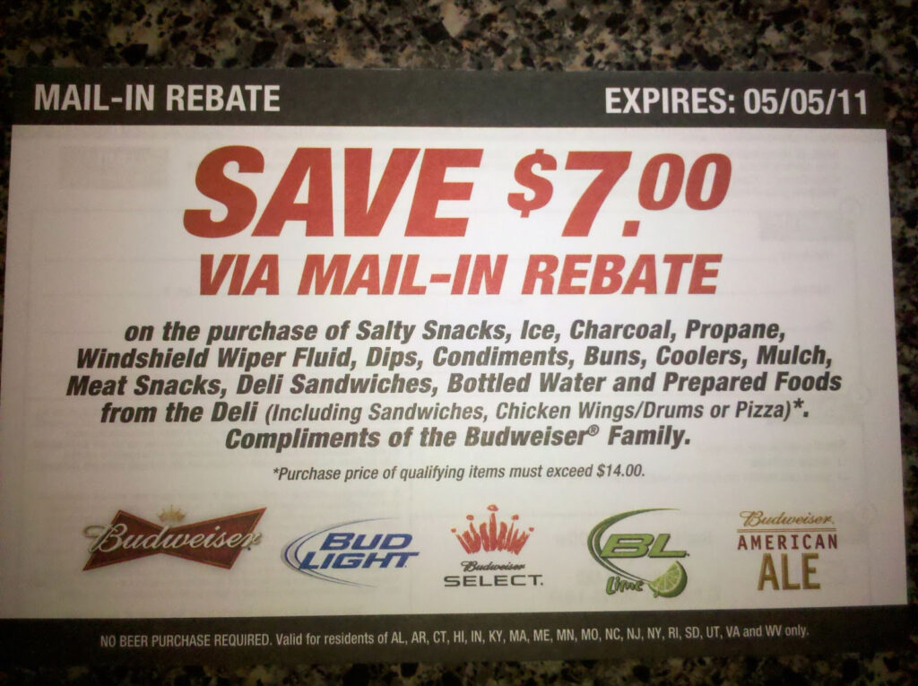 Coupon STL Budweiser Beer Rebate 7 On Snacks Ice Charcoal