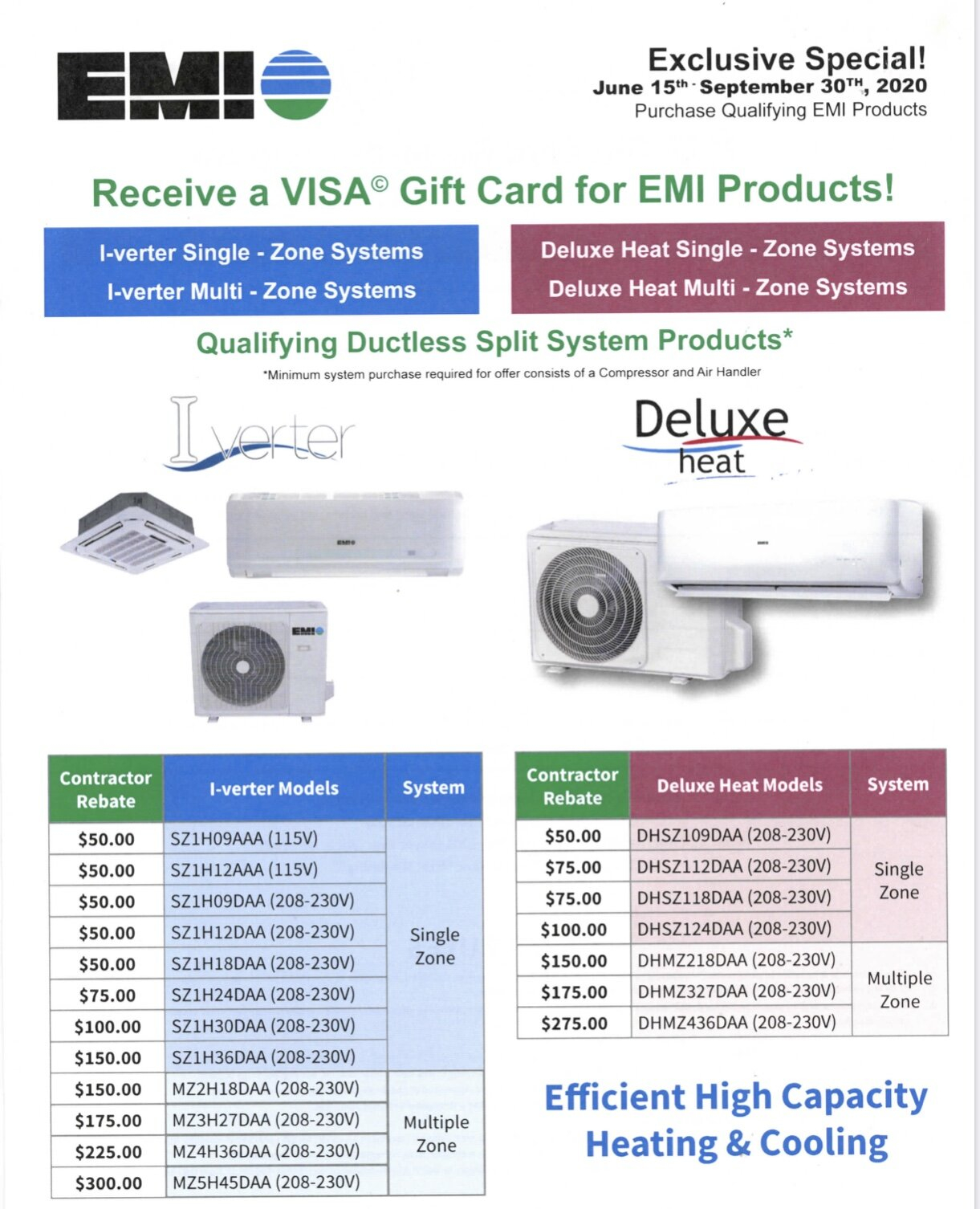 EMI Mini Split System Rebates N N Supply Company Inc 