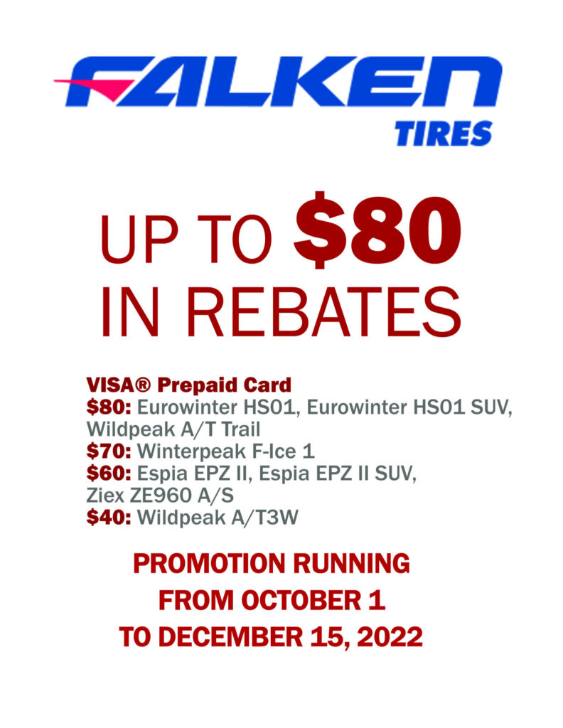 Falken Tires Rebate Fall 2024 Eccles Auto Service