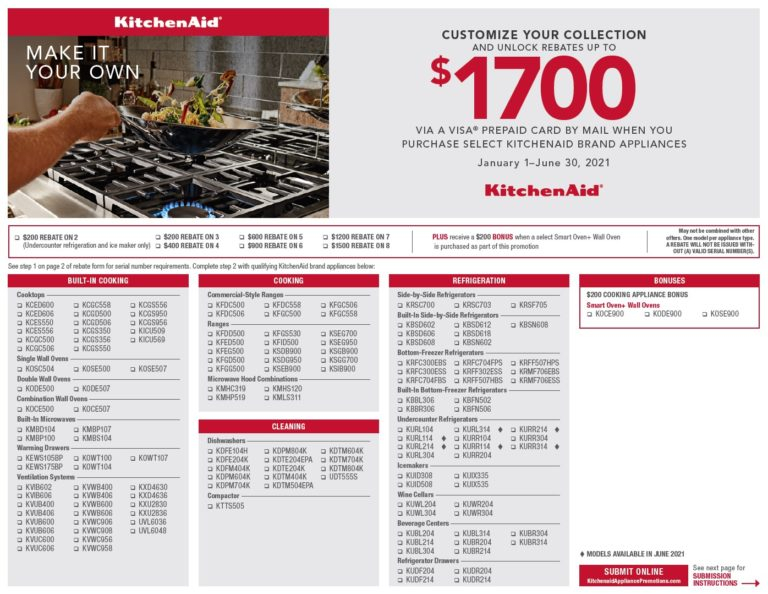 Kitchenaid Rebate Form 2021 Printable Rebate Form