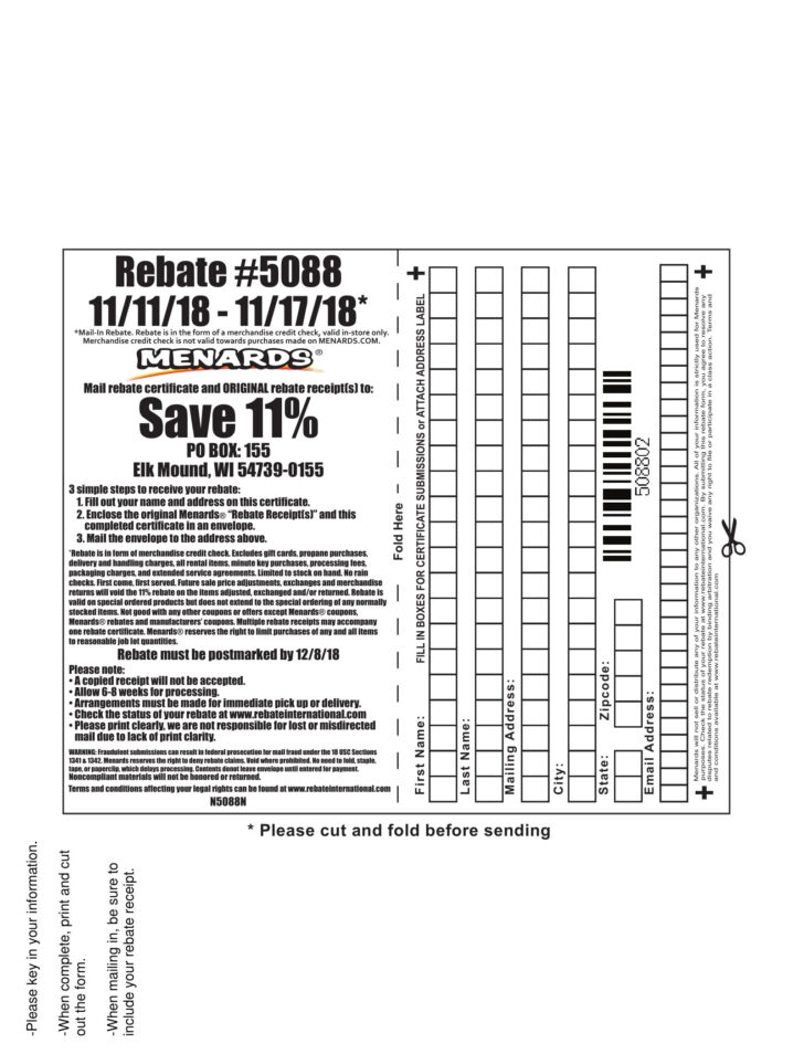 Menard Rebate Form 5088 Printable Form 2024