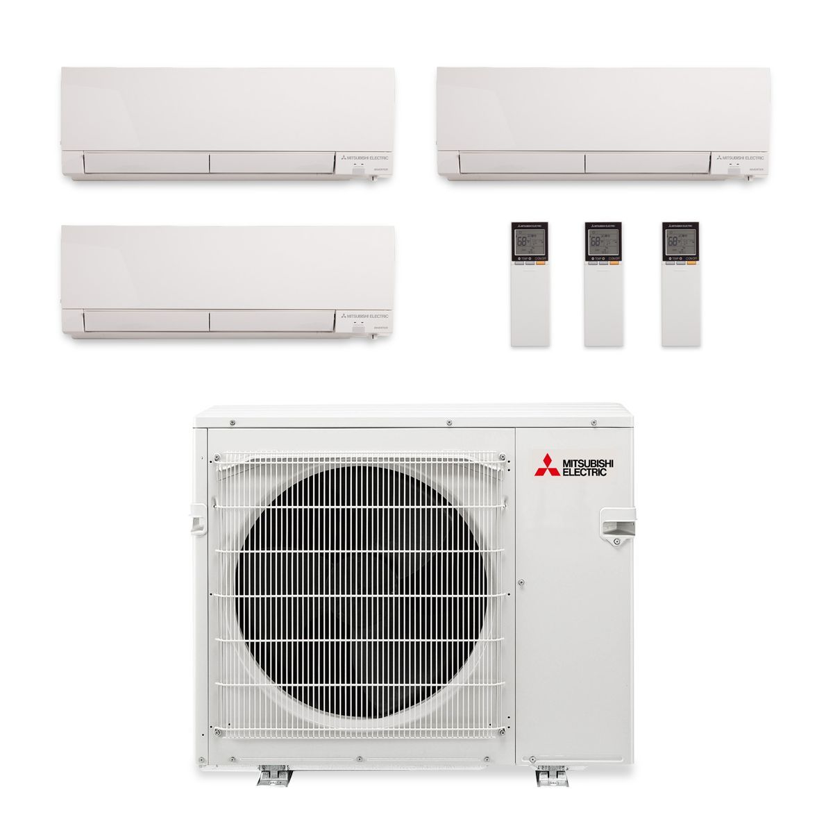 Mitsubishi 24 000 BTU Hyper Heat Tri Zone Wall Mount Mini Split Air 