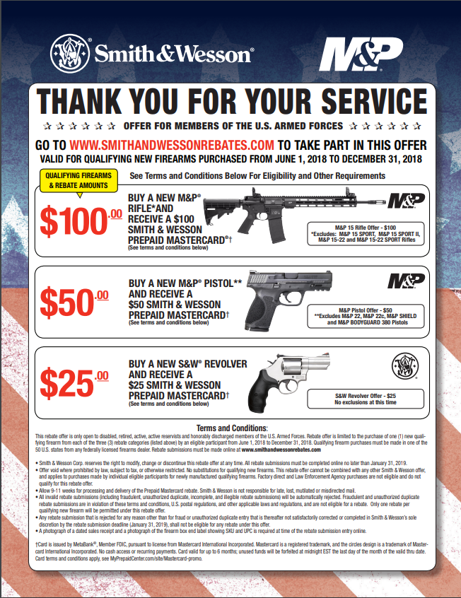Smith Wesson Military Rebate Is Back Shooters Of Columbus